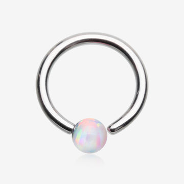 Fire Opal Basic Bendable Twist Hoop Ring-White